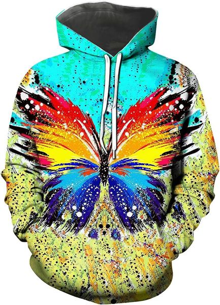 Hoodie for Men's Women's Novelty Graphic Pullover Colourful Butterfly Casual Hoodies Graphic Fashionable and Warm cool