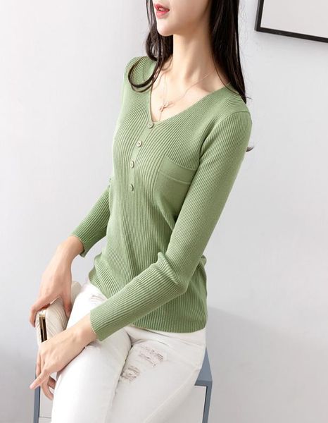 long sleeve knitwear version sweater thin bottoming shirt autumn vneck slim korean solid color women039s9198262, White;black
long sleeve knitwear version sweater thin bottoming shirt autumn vneck slim korean solid color women039s9198262, White;black