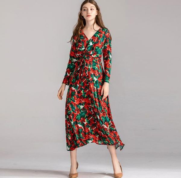 women039s runway dresses v neck long sleeves ruched floral printed fashion mid calf dresses3968616, Black
women039s runway dresses v neck long sleeves ruched floral printed fashion mid calf dresses3968616, Black