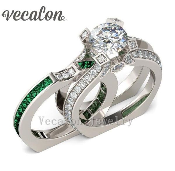 vecalon female luxury jewelry engagement ring emerald simulated diamond cz 925 sterling silver wedding band ring set for women5522775, Slivery;golden
vecalon female luxury jewelry engagement ring emerald simulated diamond cz 925 sterling silver wedding band ring set for women5522775, Slivery;golden