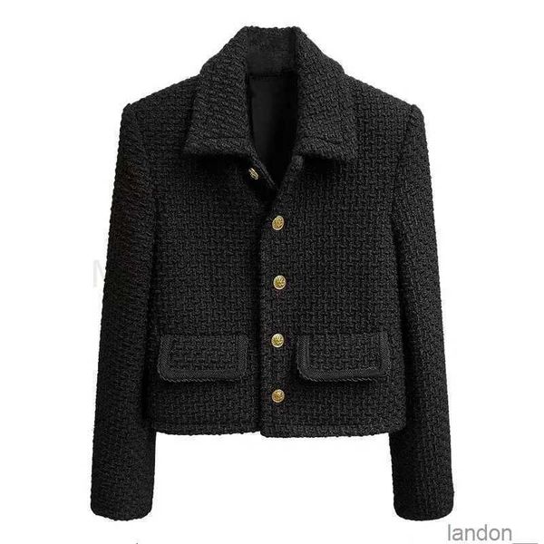 black vintage lapel cropped tweed jackets korean trend single breasted wool blend coats elegant slim casacos classics outerwear, Black;brown
black vintage lapel cropped tweed jackets korean trend single breasted wool blend coats elegant slim casacos classics outerwear, Black;brown