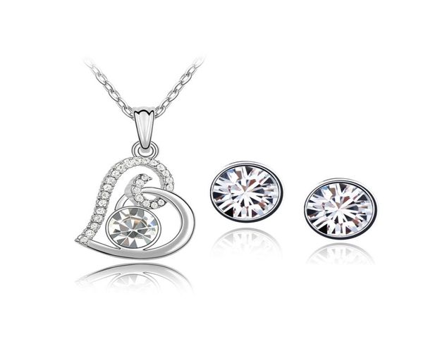 heart design pendant necklace earrings jewelry set made with rovski elements for women party girl valentine's day bijoux gift2527828, Silver
heart design pendant necklace earrings jewelry set made with rovski elements for women party girl valentine's day bijoux gift2527828, Silver