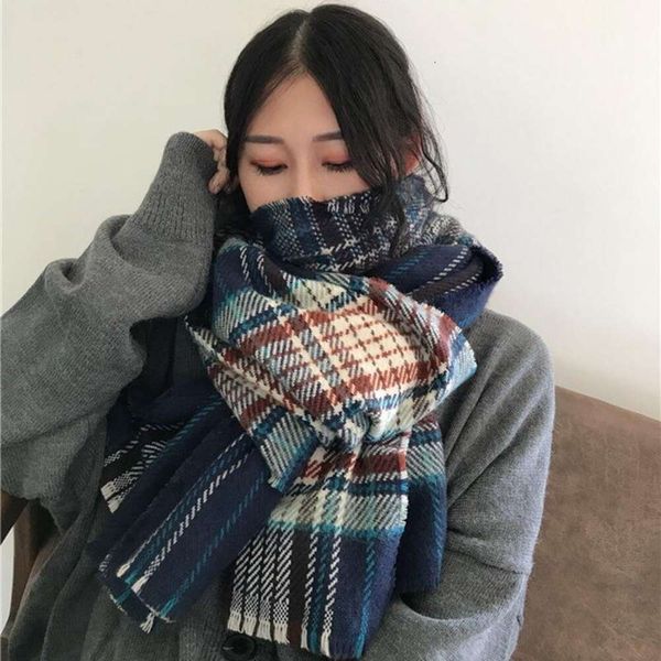 korean womens thick scarf in autumn and winter japanese style versatile students plaid shawl large long warm, Blue;gray
korean womens thick scarf in autumn and winter japanese style versatile students plaid shawl large long warm, Blue;gray