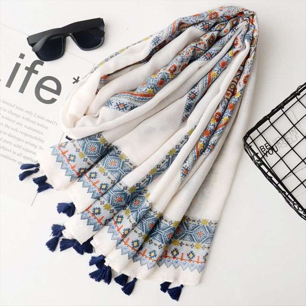 ethnic style geometric printed cotton scarf summer beach towel travel p shawl, Blue;gray
ethnic style geometric printed cotton scarf summer beach towel travel p shawl, Blue;gray