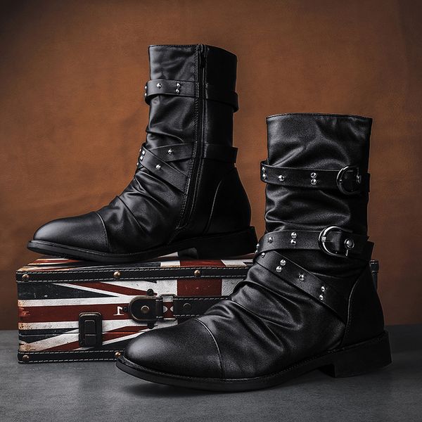 boots luxury black mens leather motorcycle winter warm fur gothic belt punk men midcalf military man tactical 230831
boots luxury black mens leather motorcycle winter warm fur gothic belt punk men midcalf military man tactical 230831