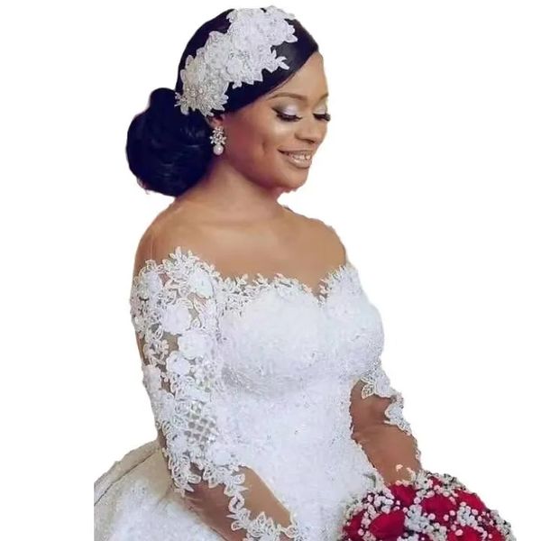 modest long sleeve ball gown wedding dresses bridal gowns sheer scoop neck lace appliqued sequins plus size robe de mariee custom made 2024, White
modest long sleeve ball gown wedding dresses bridal gowns sheer scoop neck lace appliqued sequins plus size robe de mariee custom made 2024, White