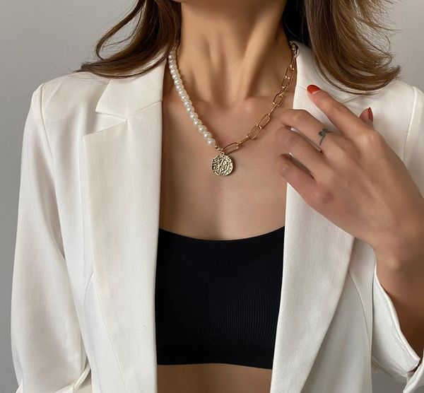 punk link chain necklace for women half pearl half metal chain with coin pendant necklace for women7699800, Silver
punk link chain necklace for women half pearl half metal chain with coin pendant necklace for women7699800, Silver