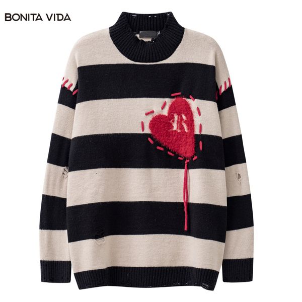 men's sweaters men ripped streetwear harajuku knitted heart black striped holes jumper 2023 hip hop fashion loose pullover 230831, White;black
men's sweaters men ripped streetwear harajuku knitted heart black striped holes jumper 2023 hip hop fashion loose pullover 230831, White;black