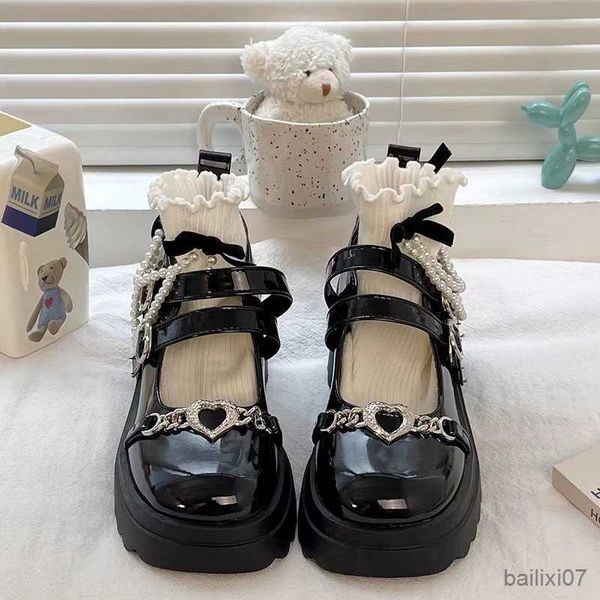 dress shoes sweet heart-shaped buckle lolita shoes women leather platform woman metal decoration heels pumps 2023 r230901, Black
dress shoes sweet heart-shaped buckle lolita shoes women leather platform woman metal decoration heels pumps 2023 r230901, Black