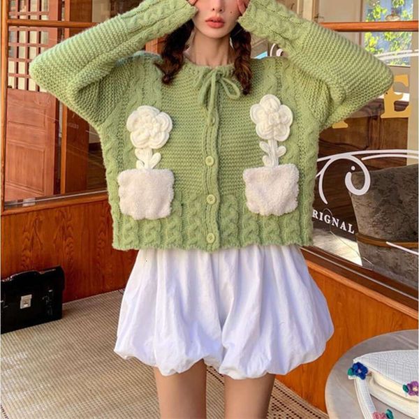 korean three dimensional flower twist short sweater jacket female design feeling lazy wind unique cardigan, White;black
korean three dimensional flower twist short sweater jacket female design feeling lazy wind unique cardigan, White;black