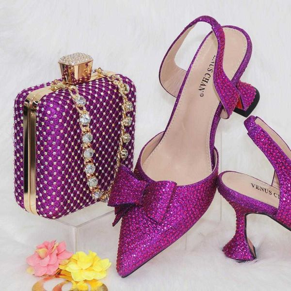new arrivals special design purple color african women shoes and bag set pointed toe pumps for wedding party 230807, Black
new arrivals special design purple color african women shoes and bag set pointed toe pumps for wedding party 230807, Black