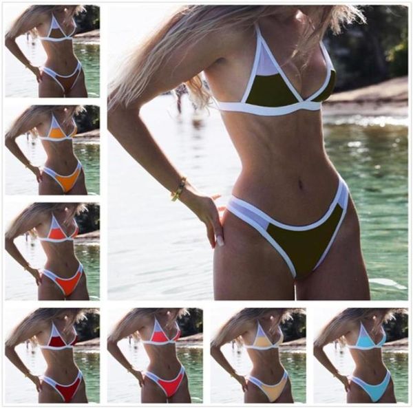 women039s swimwear brazilian bikini women solid micro swimsuit mini biquini mesh bikinis patchwork bathing suit racer back4011903, White;black