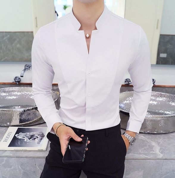 designs fall winter stand collar mens longsleeved dress shirts black red white slim elegant youth male business wedding formal5528182, White;black
designs fall winter stand collar mens longsleeved dress shirts black red white slim elegant youth male business wedding formal5528182, White;black