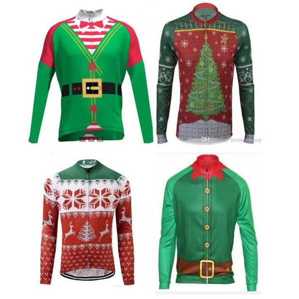 Image of 2022 Christmas Long Sleeve Cycling Jersey t MTB Cycling Clothing Holiday Celebration for Bicycle Riders A2335B
