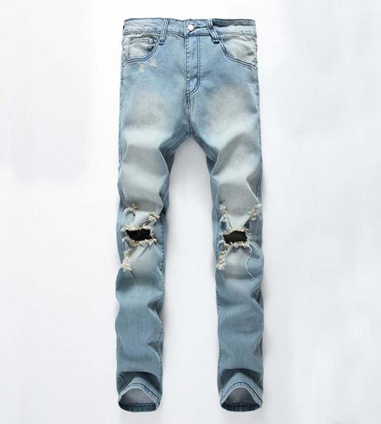 men casual jeans denim pants straight distressed ripped vintage knees holes middle waist regular2033686, Blue
men casual jeans denim pants straight distressed ripped vintage knees holes middle waist regular2033686, Blue