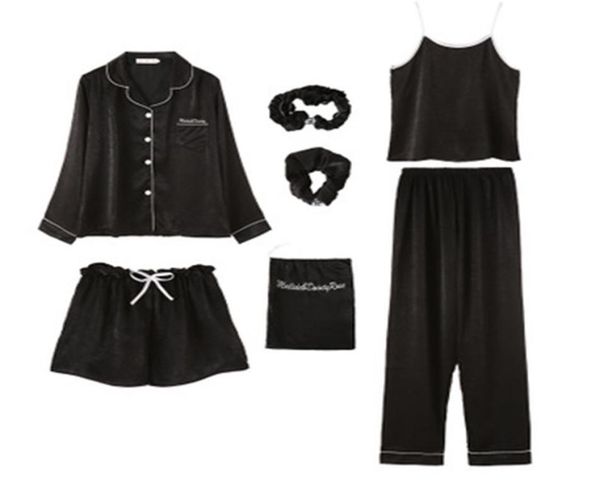 7piece set pajamas set women cotton spring pyjamas female long shirt stitch lingerie 2019 fashion sleepwear y2007082818517, Black;red
7piece set pajamas set women cotton spring pyjamas female long shirt stitch lingerie 2019 fashion sleepwear y2007082818517, Black;red