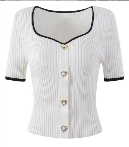 220 2022 milan runway spring summer brand same style sweater short sleeve v neck cardigan striped womens yl6009369, White;black
220 2022 milan runway spring summer brand same style sweater short sleeve v neck cardigan striped womens yl6009369, White;black