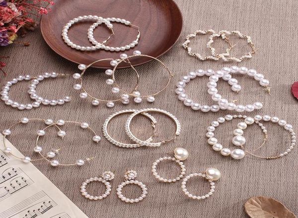 fashion bohemian round white pearl hoop earrings korean gold large circle geometric earrings jewelry wedding party gifts2775615, Silver
fashion bohemian round white pearl hoop earrings korean gold large circle geometric earrings jewelry wedding party gifts2775615, Silver