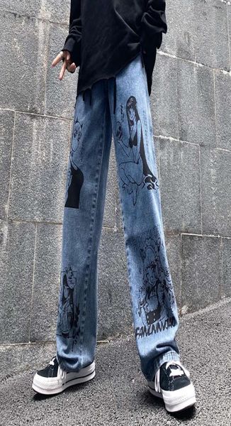 vintage washed women streetwear harajuku cartoon anime print fashion man jeans loose wide leg pants cotton9670370, Black;white
vintage washed women streetwear harajuku cartoon anime print fashion man jeans loose wide leg pants cotton9670370, Black;white