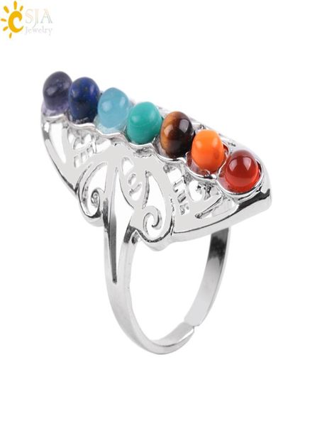 csja 7 chakra stone bead finger rings reiki balance meditation healing point charm adjustable yoga hollow flower india style women1863076, Golden;silver
csja 7 chakra stone bead finger rings reiki balance meditation healing point charm adjustable yoga hollow flower india style women1863076, Golden;silver