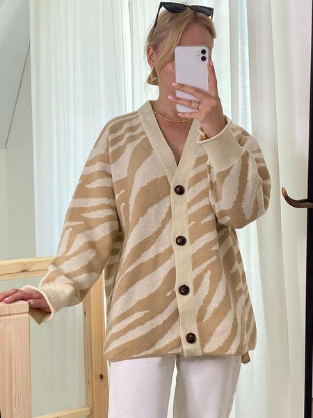 women's sweaters beige winter cardigans with pattern button thick warm sweater print vintage knitted for women y2k casual zebrastripe 2, White;black
women's sweaters beige winter cardigans with pattern button thick warm sweater print vintage knitted for women y2k casual zebrastripe 2, White;black