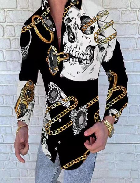 men's casual shirts men 2021 spring skull print shirt fashion trend personality rhines slim long sleeve dress5624806, White;black
men's casual shirts men 2021 spring skull print shirt fashion trend personality rhines slim long sleeve dress5624806, White;black