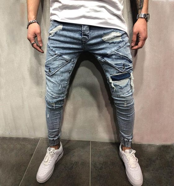 new mens skinny jeans casual slim biker jeans denim knee hole hiphop ripped pants washed 8748447, Blue
new mens skinny jeans casual slim biker jeans denim knee hole hiphop ripped pants washed 8748447, Blue