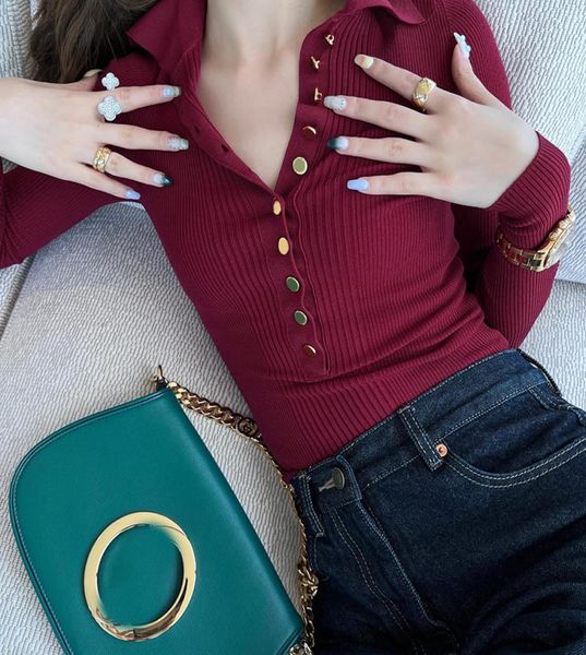 high elastic women sweaters 4 colors knit shirts fall slim designer female tee luxury button sweater tshirt1917226, White;black
high elastic women sweaters 4 colors knit shirts fall slim designer female tee luxury button sweater tshirt1917226, White;black