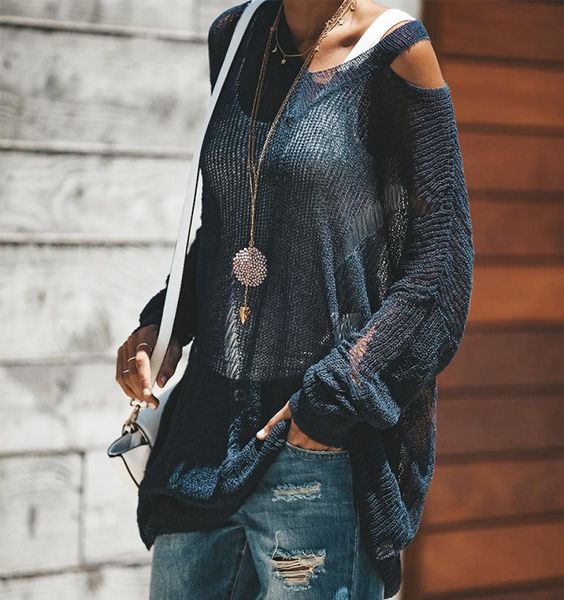 long off the shoulder sweater women punk hollow out thin hole sweaters pullover jumpers cool broken knit sweater slit 2019519320, White;black
long off the shoulder sweater women punk hollow out thin hole sweaters pullover jumpers cool broken knit sweater slit 2019519320, White;black