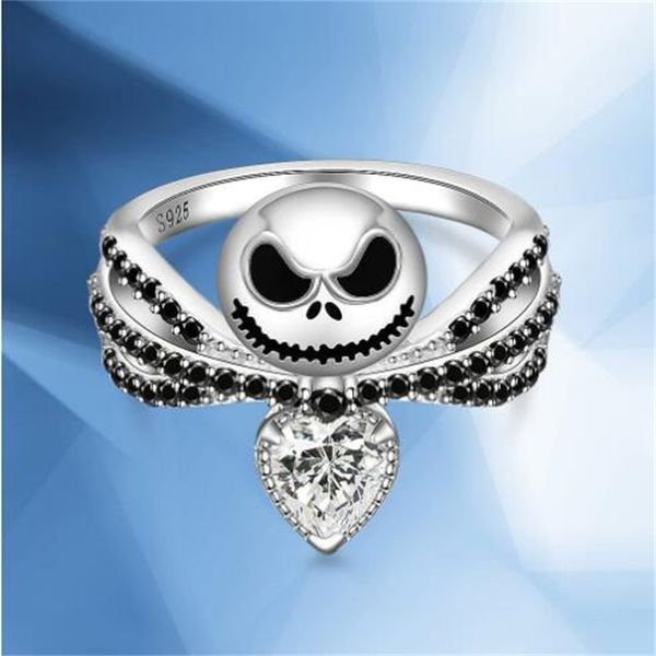 european and american fashion skull ring christmas nightmare black enamel crystal ring halloween girl jewelry gift ab1240, Silver
european and american fashion skull ring christmas nightmare black enamel crystal ring halloween girl jewelry gift ab1240, Silver