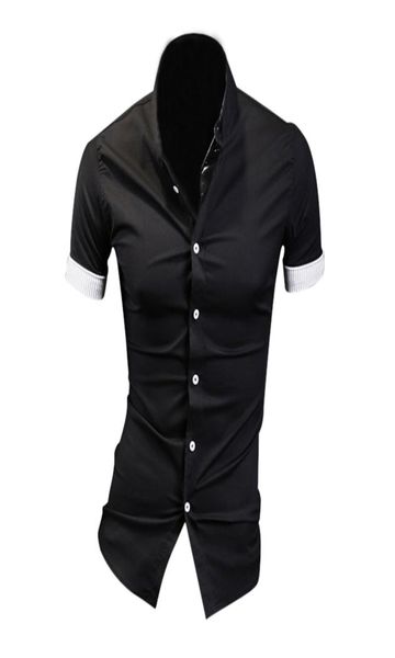 black summer mens fashion dress shirts plaid hit color edging lined with stripes slim fit short sleeved shirts4494037, White;black
black summer mens fashion dress shirts plaid hit color edging lined with stripes slim fit short sleeved shirts4494037, White;black