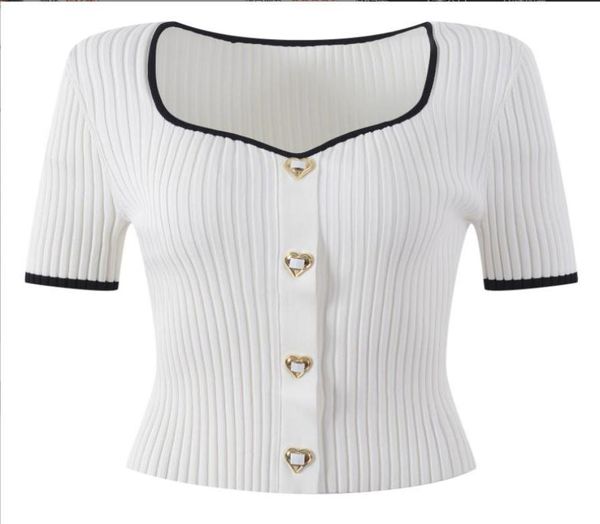 220 2022 milan runway spring summer brand same style sweater short sleeve v neck cardigan striped womens yl1201046, White;black
220 2022 milan runway spring summer brand same style sweater short sleeve v neck cardigan striped womens yl1201046, White;black