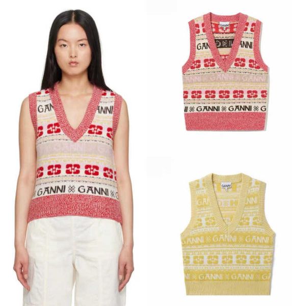 ganni women designer vest 23ss fashion knitted vests autumn/winter pink embossed v-neck wool knitted inner vest cardigan, White
ganni women designer vest 23ss fashion knitted vests autumn/winter pink embossed v-neck wool knitted inner vest cardigan, White