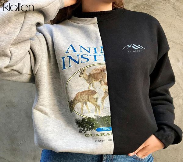 kl alien black gray color mixing stitching half different print women pullover 2020 spring loose casual streetwear sweatshirts8467769
kl alien black gray color mixing stitching half different print women pullover 2020 spring loose casual streetwear sweatshirts8467769