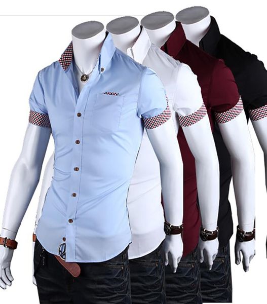 men dress shirt short sleeve new solid male clothing slim fit business shirts white blue yess90199098427, White;black
men dress shirt short sleeve new solid male clothing slim fit business shirts white blue yess90199098427, White;black