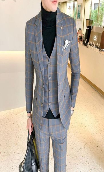 new men039s luxury fashion plaid male suit groom wedding dress suit 3 piece male formal business casual suits7998907, White;black
new men039s luxury fashion plaid male suit groom wedding dress suit 3 piece male formal business casual suits7998907, White;black