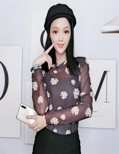women t shirt see through transparent mesh long sleeve sheer slim ladies daisy flower turtleneck tshirt women203o7808564, White
women t shirt see through transparent mesh long sleeve sheer slim ladies daisy flower turtleneck tshirt women203o7808564, White