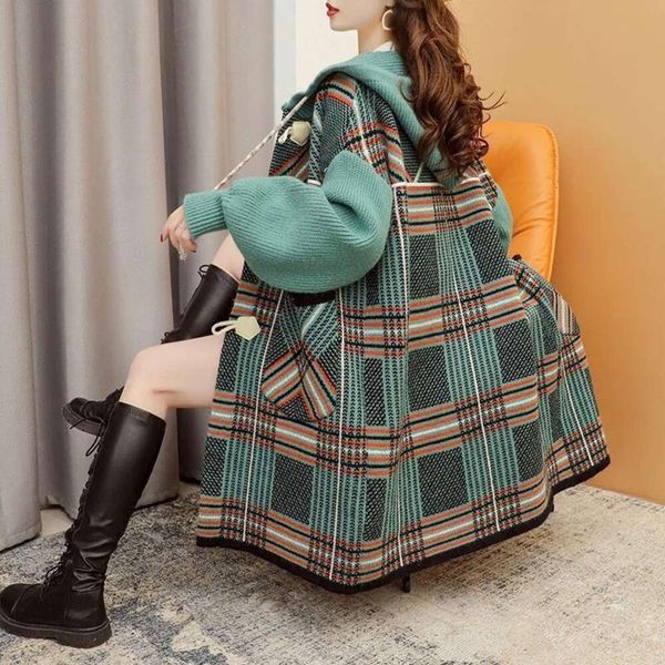 medium and long loose lazy super thick sweater cardigan for women autumn winter retro ethnic style jacket, White;black
medium and long loose lazy super thick sweater cardigan for women autumn winter retro ethnic style jacket, White;black