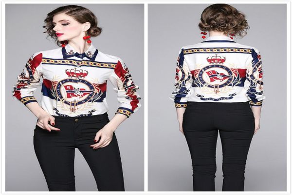street style spring fall runway women039s vintage casual print plus size shirt blouses elegant office lady slim luxury shi3440772, White
street style spring fall runway women039s vintage casual print plus size shirt blouses elegant office lady slim luxury shi3440772, White