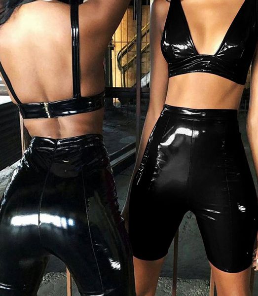 womens bright pu leather sets black club deep vneck high waist slim bra shorts two piece pants suits outfits for female2363764, White
womens bright pu leather sets black club deep vneck high waist slim bra shorts two piece pants suits outfits for female2363764, White