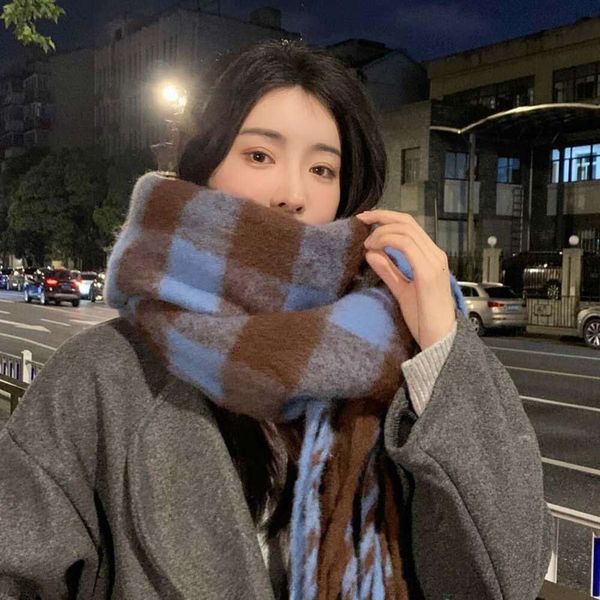 yu shuxins imitation cashmere scarf autumn and winter high end feeling thick plaid shawl warm students korean, Blue;gray
yu shuxins imitation cashmere scarf autumn and winter high end feeling thick plaid shawl warm students korean, Blue;gray