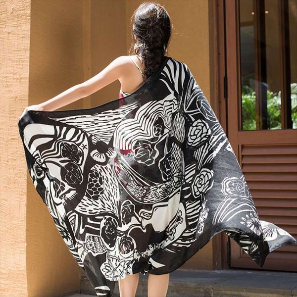 item sunscreen shawl neckerchiefs womens spring and summer black white print national style cot silk scarf thin, Blue;gray
item sunscreen shawl neckerchiefs womens spring and summer black white print national style cot silk scarf thin, Blue;gray