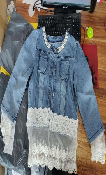 women lady blue denim jacket lace splicing long sleeve outwear jean autumn fashion coats 9337110, Black;brown
women lady blue denim jacket lace splicing long sleeve outwear jean autumn fashion coats 9337110, Black;brown