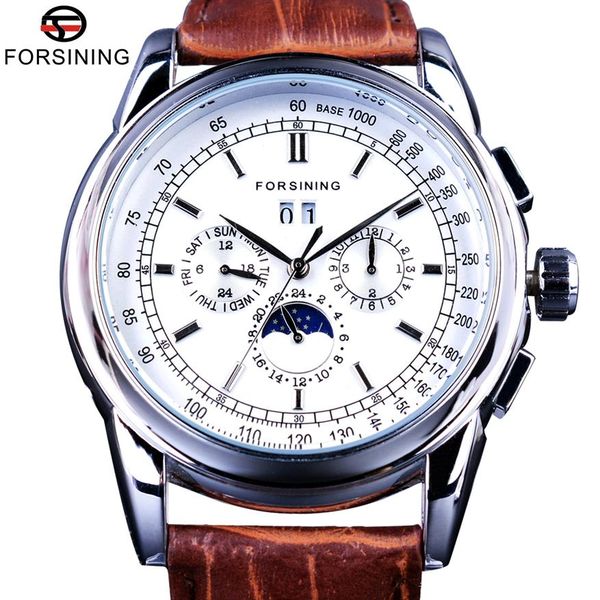forsining moonphase calendar display brown leather shanghai automatic movement mens watches brand luxury mechanical watches194a, Slivery;brown
forsining moonphase calendar display brown leather shanghai automatic movement mens watches brand luxury mechanical watches194a, Slivery;brown