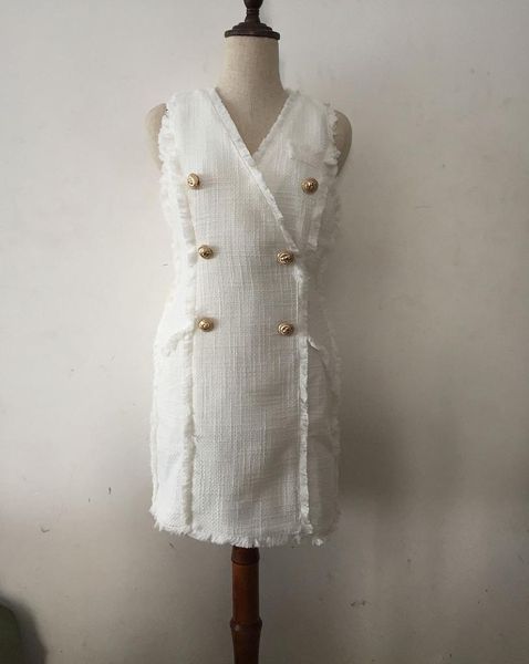 new style premium dress original design women039s metal buckles doublebreasted slim tweed fringed dress sleeveless9231085, White;black
new style premium dress original design women039s metal buckles doublebreasted slim tweed fringed dress sleeveless9231085, White;black