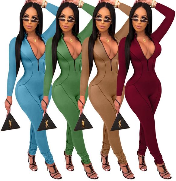 2019 hisimple autum winter bodycon jumpsuit lady front zip deep v neck casual long romper slim blue green red kakhi overalls 4068178, Black;white
2019 hisimple autum winter bodycon jumpsuit lady front zip deep v neck casual long romper slim blue green red kakhi overalls 4068178, Black;white
