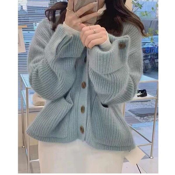 autumn and winter style sweaters milk blue blouse for women soft glutinous thick sweater coat, White;black
autumn and winter style sweaters milk blue blouse for women soft glutinous thick sweater coat, White;black