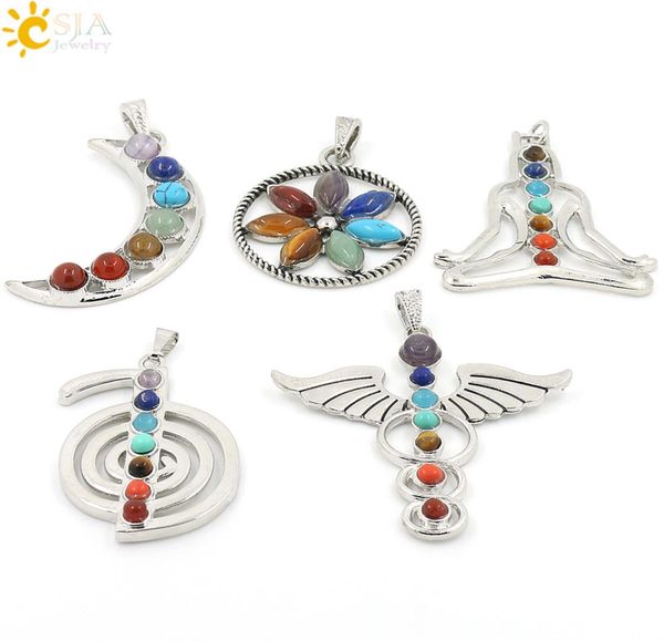 csja chakras natural stone pendant angel wings health amulet fashion 7 reiki yoga jewelry necklace pendants boy girl gifts mix cha6200209, Bronze;silver
csja chakras natural stone pendant angel wings health amulet fashion 7 reiki yoga jewelry necklace pendants boy girl gifts mix cha6200209, Bronze;silver