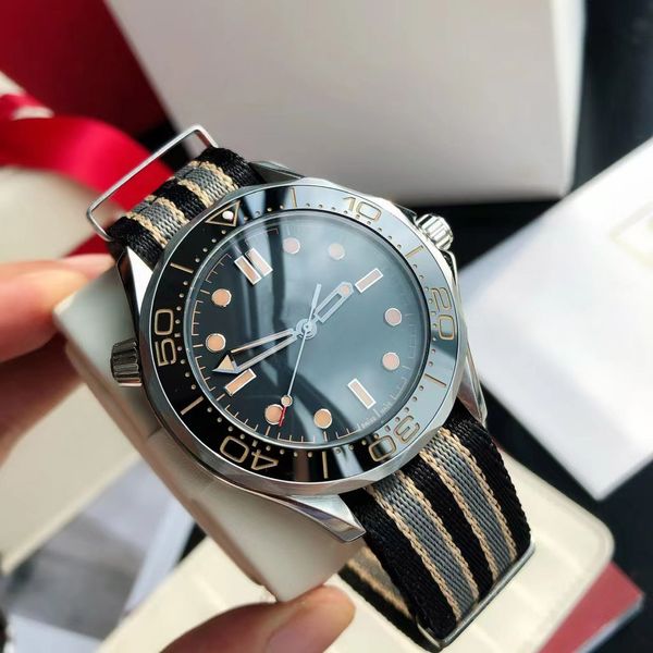 men's watch 42mm automatic movement mechanical watch cloth strap luxury limited edition james bond 007 nato 300 meter watch, Slivery;brown
men's watch 42mm automatic movement mechanical watch cloth strap luxury limited edition james bond 007 nato 300 meter watch, Slivery;brown