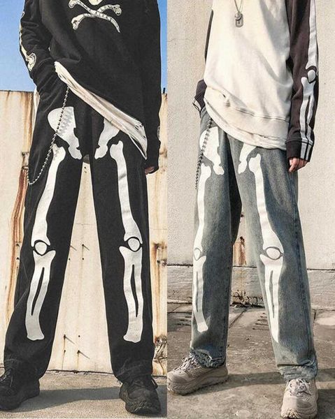menwomen graffiti black skeleton jeans ins bone print straight leg denim pants hip hop dad trousers8640047, Blue
menwomen graffiti black skeleton jeans ins bone print straight leg denim pants hip hop dad trousers8640047, Blue